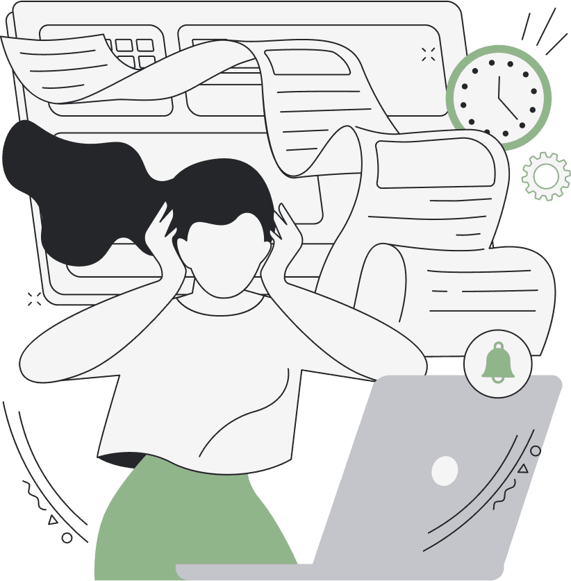 Stressed person with work problems